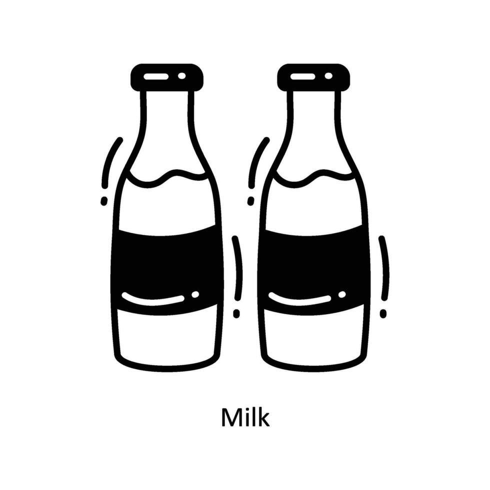 Leche garabatear icono diseño ilustración. comida y bebidas símbolo en blanco antecedentes eps 10 archivo vector