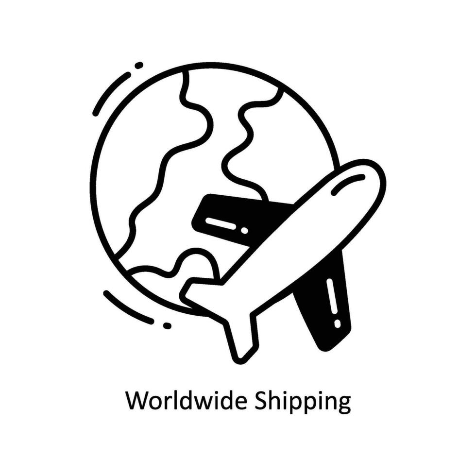 Worldwide Shipping doodle Icon Design illustration. Logistics and Delivery Symbol on White background EPS 10 File vector