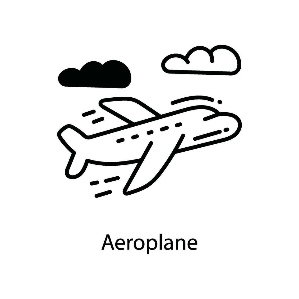 Airplane doodle Icon Design illustration. Travel Symbol on White background EPS 10 File vector