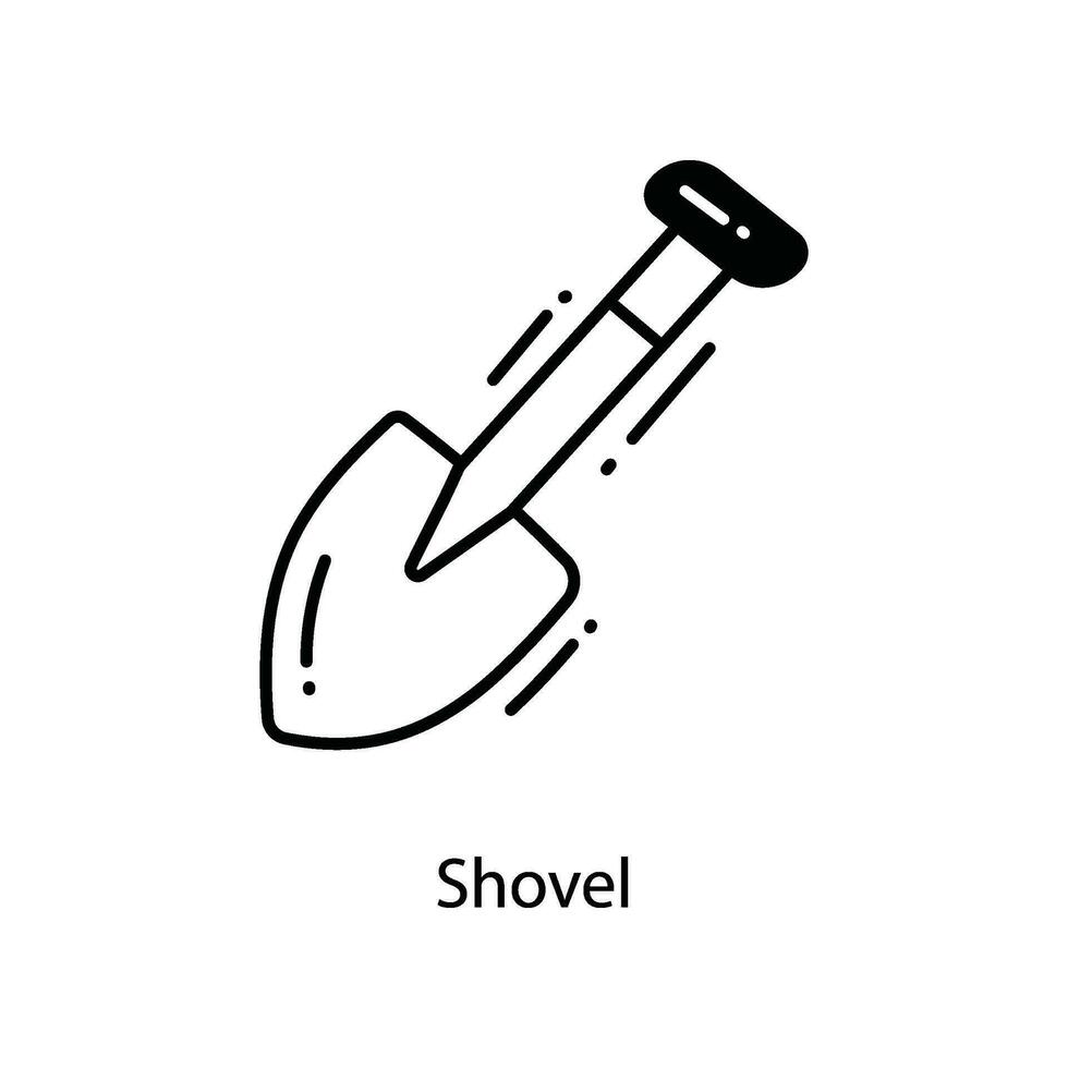 Shovel doodle Icon Design illustration. Agriculture Symbol on White background EPS 10 File vector