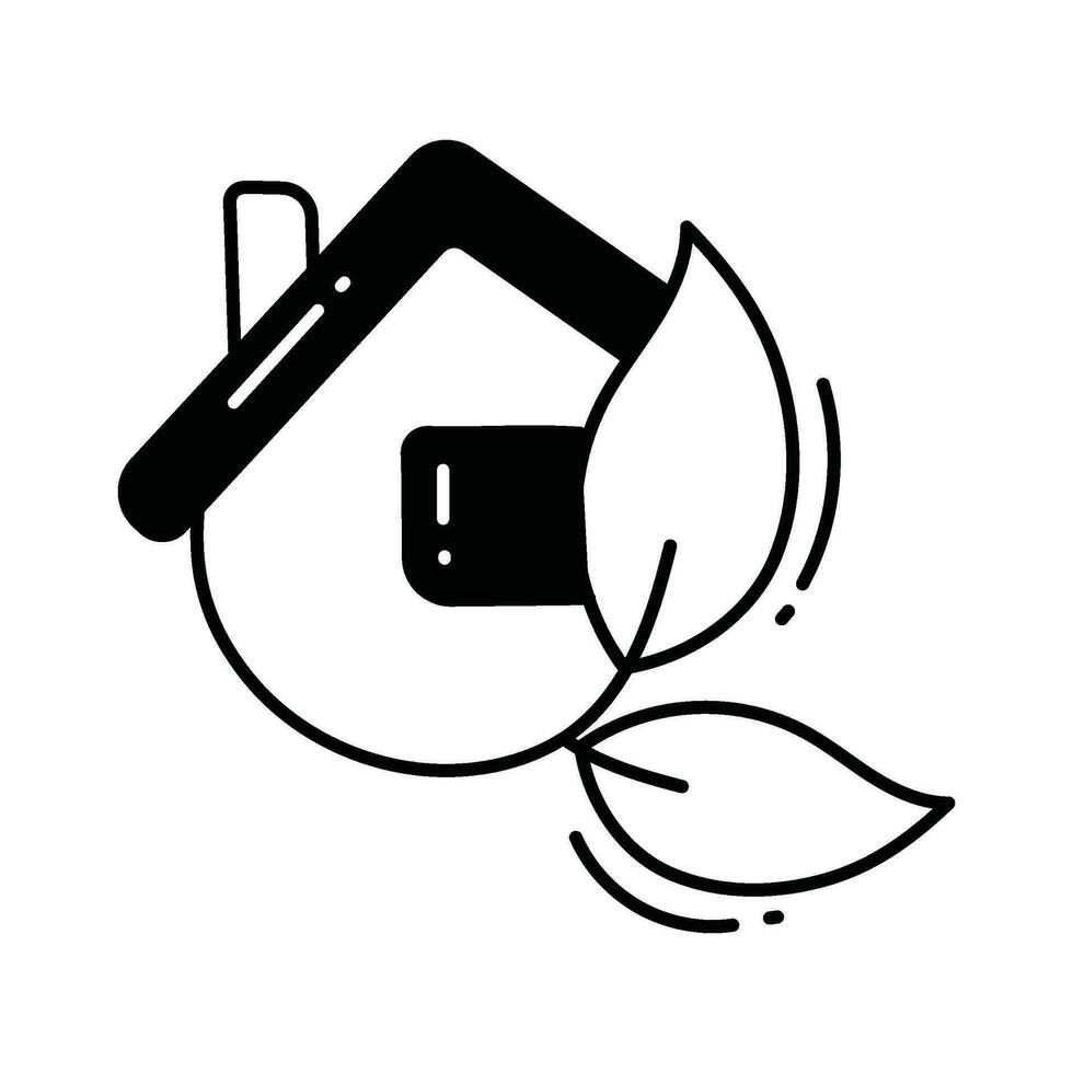 Eco home doodle Icon Design illustration. Ecology Symbol on White background EPS 10 File vector