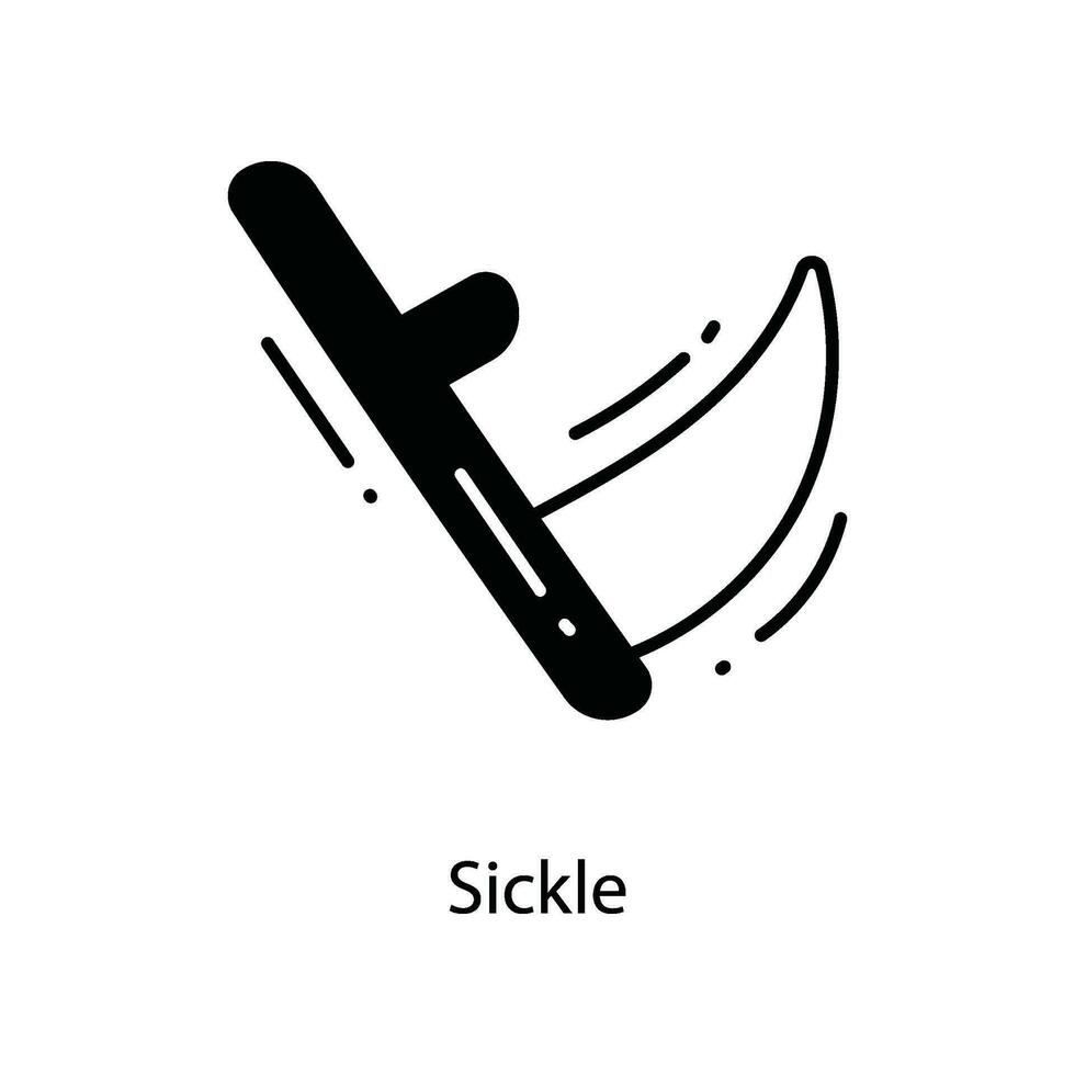 Sickle doodle Icon Design illustration. Agriculture Symbol on White background EPS 10 File vector