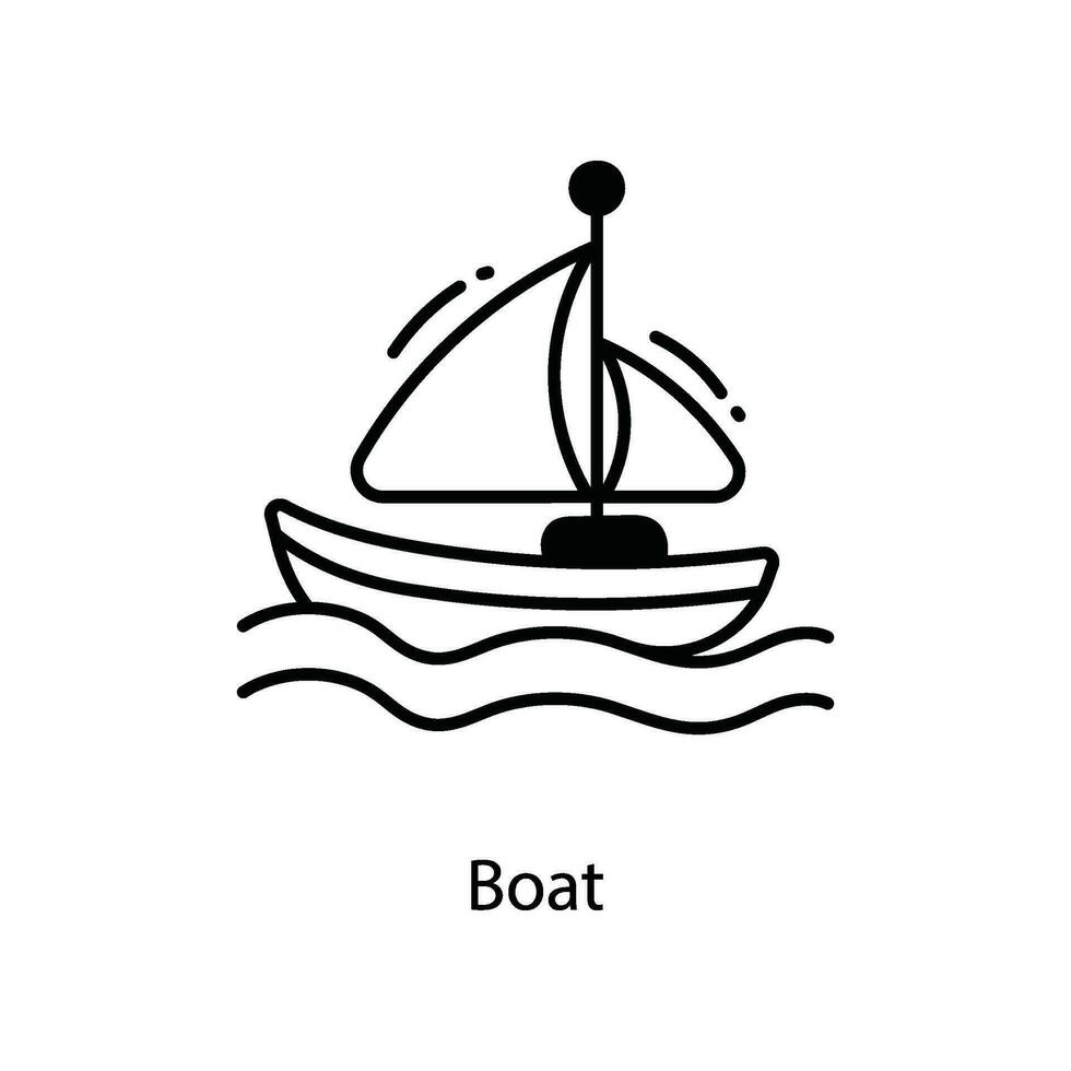 Boat doodle Icon Design illustration. Travel Symbol on White background EPS 10 File vector