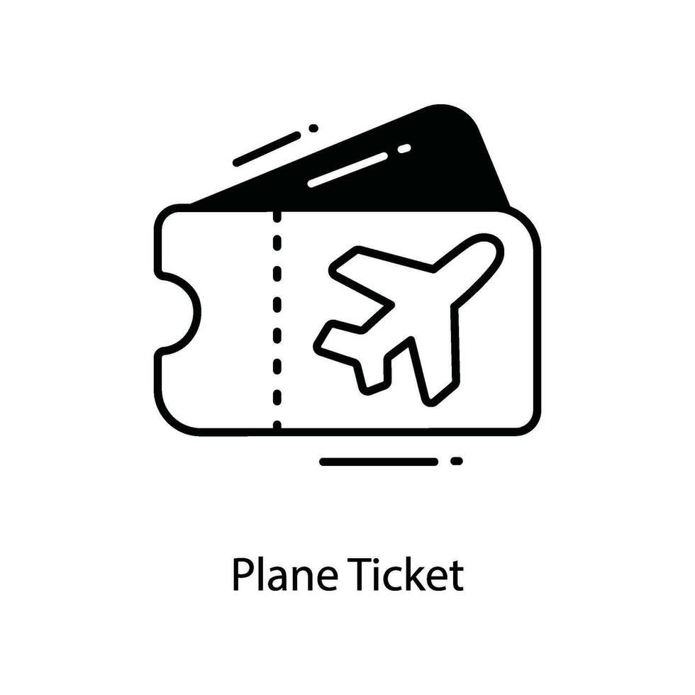 Plane Ticket doodle Icon Design illustration. Travel Symbol on White background EPS 10 File vector