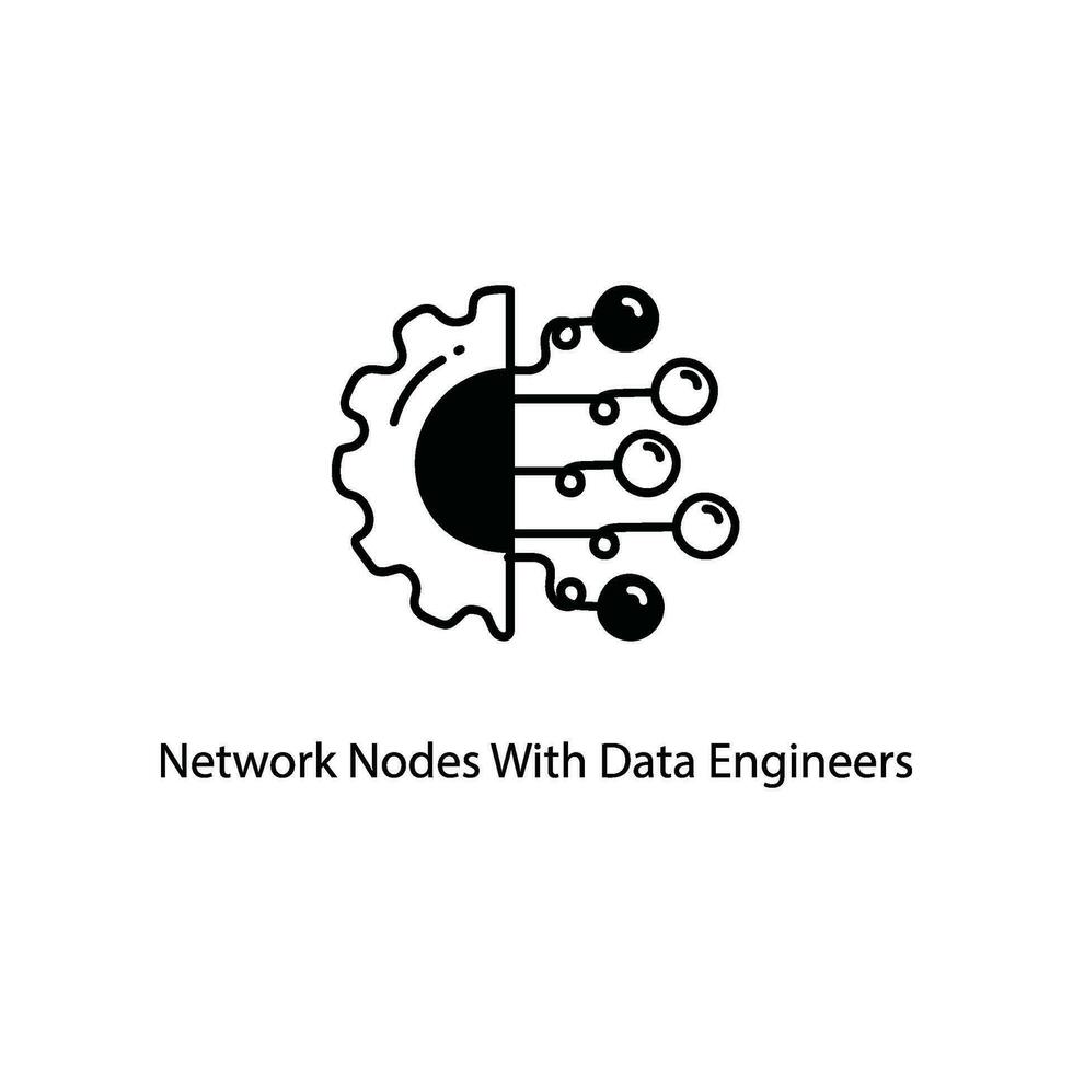 Network Nodes With Data Engineers doodle Icon Design illustration. Networking Symbol on White background EPS 10 File vector