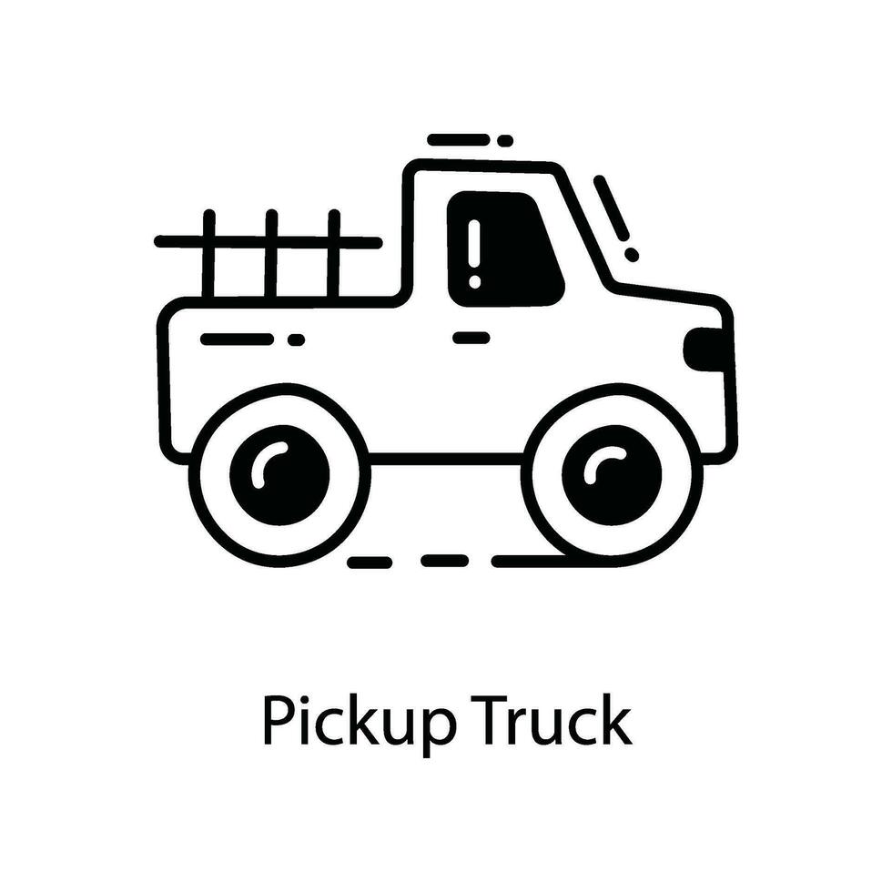 Pickup Truck doodle Icon Design illustration. Agriculture Symbol on White background EPS 10 File vector