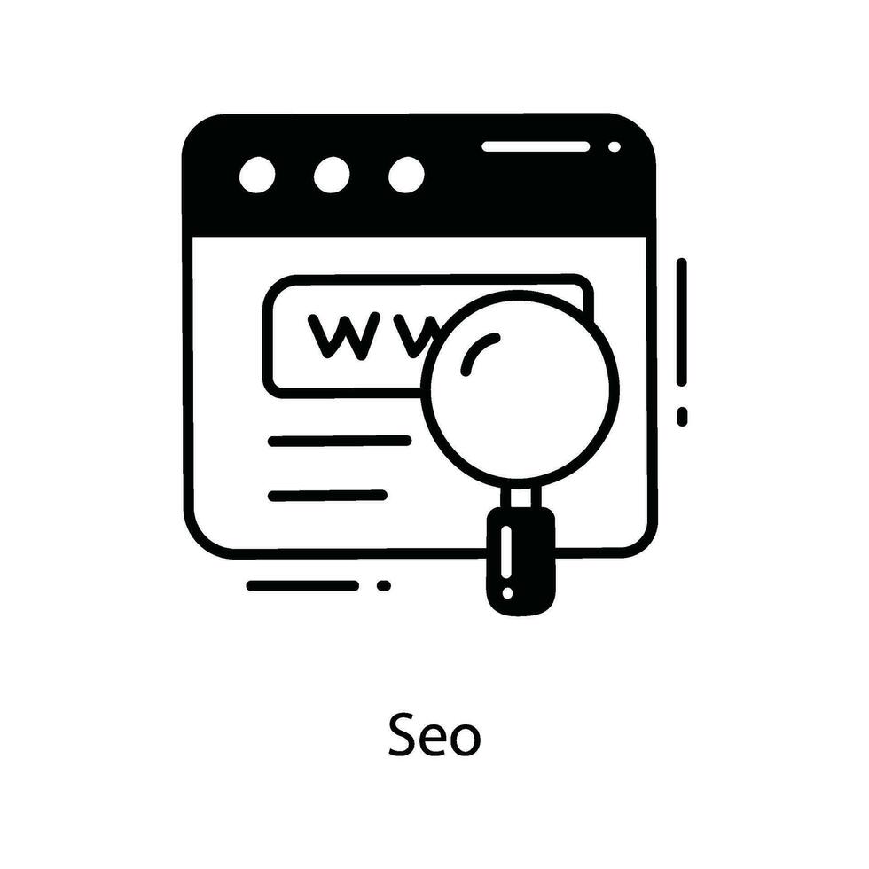 seo garabatear icono diseño ilustración. márketing símbolo en blanco antecedentes eps 10 archivo vector