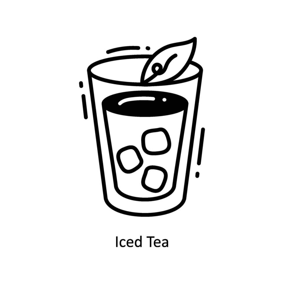 Iced Tea doodle Icon Design illustration. Food and Drinks Symbol on White background EPS 10 File vector