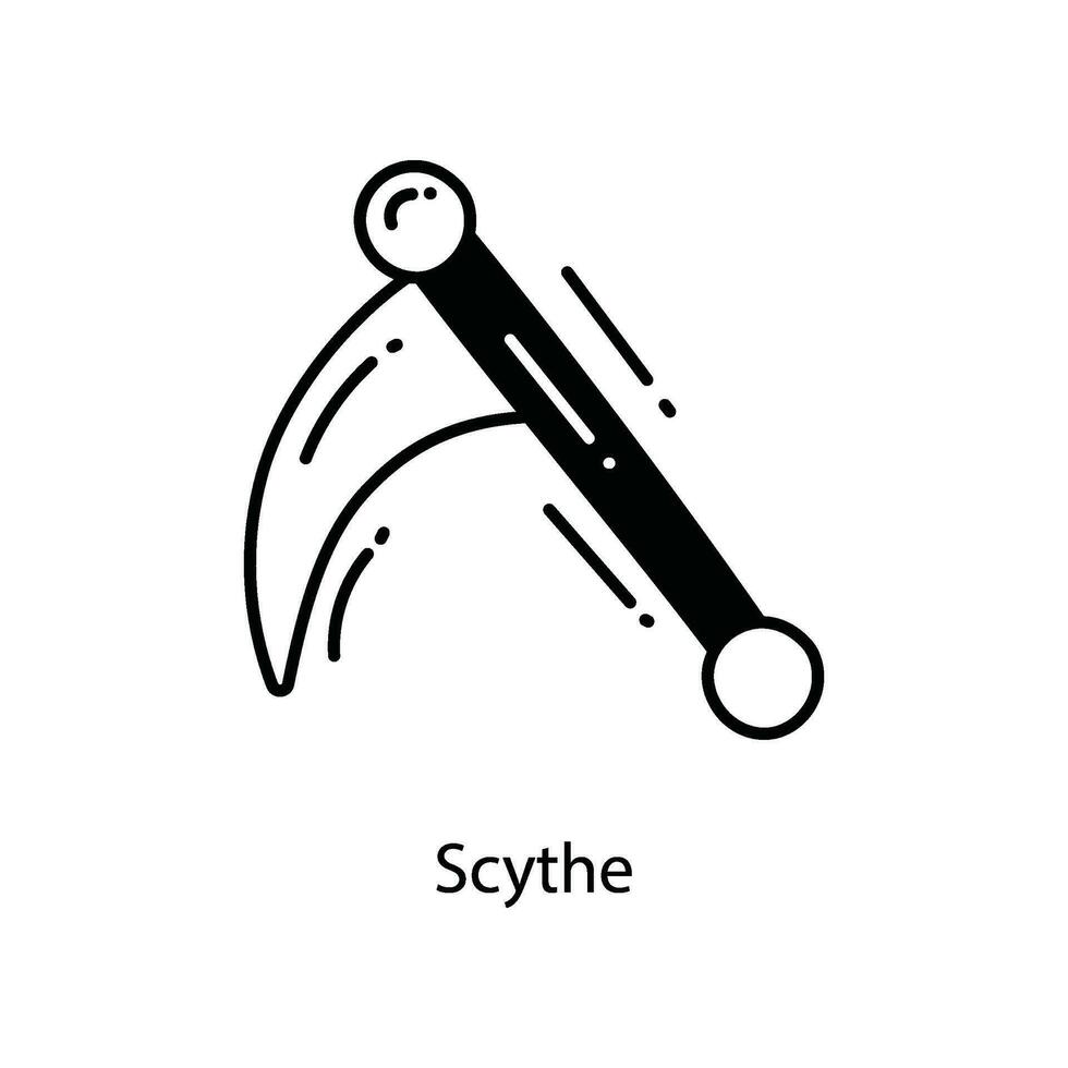 Scythe doodle Icon Design illustration. Agriculture Symbol on White background EPS 10 File vector
