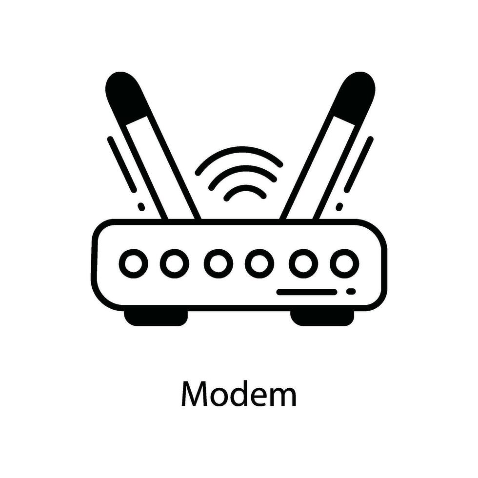 Modem doodle Icon Design illustration. Networking Symbol on White background EPS 10 File vector