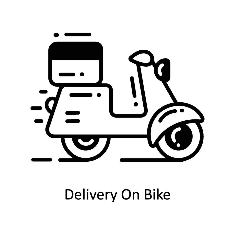 Delivery On Bike doodle Icon Design illustration. Logistics and Delivery Symbol on White background EPS 10 File vector