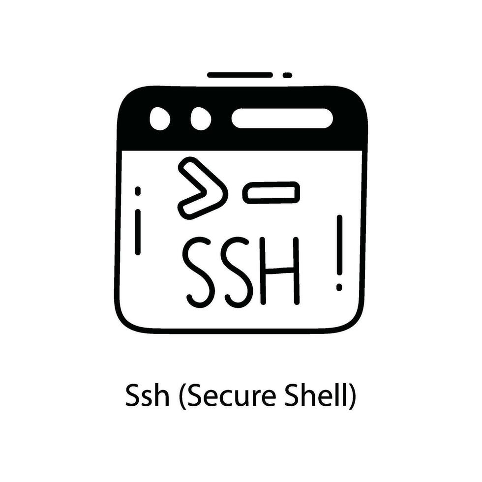 Ssh Secure Shell doodle Icon Design illustration. Networking Symbol on White background EPS 10 File vector