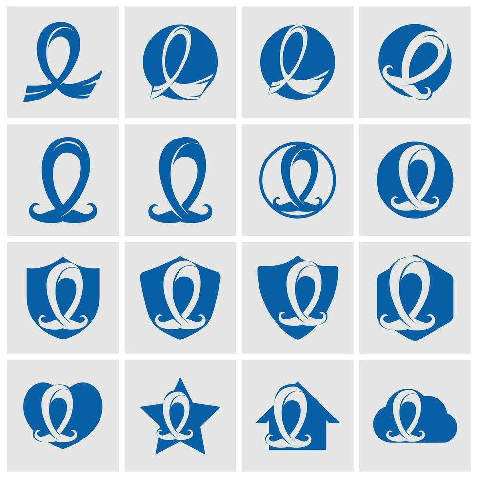 Blue Ribbon and Moustache Cancer Awareness Vector Template Design Bundle.