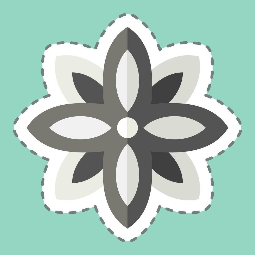 Sticker line cut Anise. related to India symbol. simple design editable. simple illustration vector