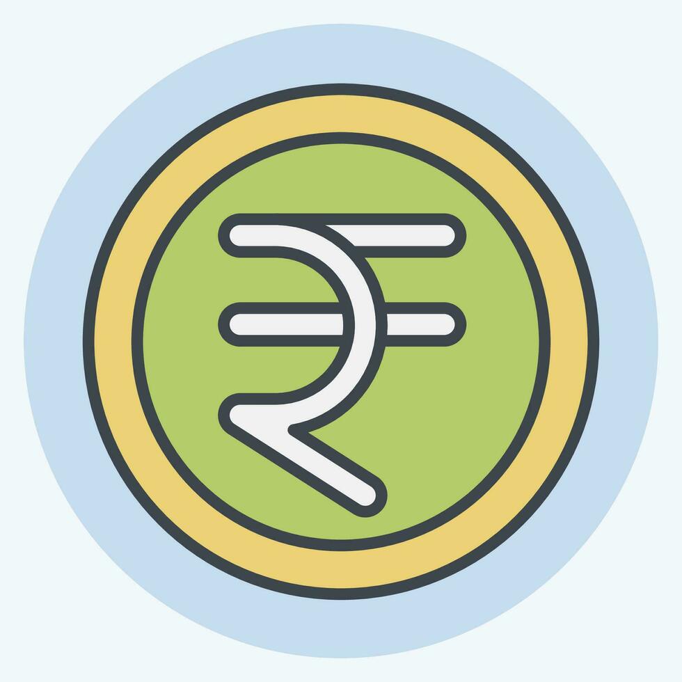 Icon Rupee. related to India symbol. color mate style. simple design editable. simple illustration vector