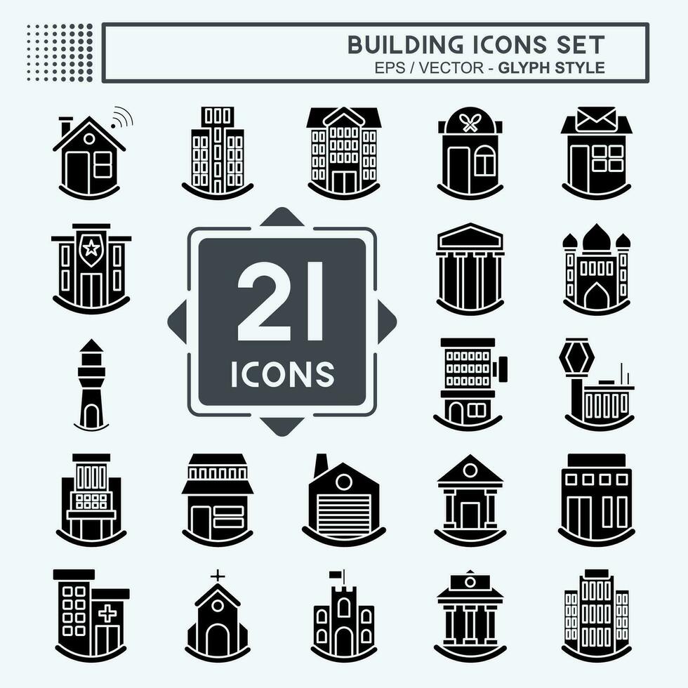 Icon Set Building. related to Icon Construction symbol. glyph style. simple design editable. simple illustration vector