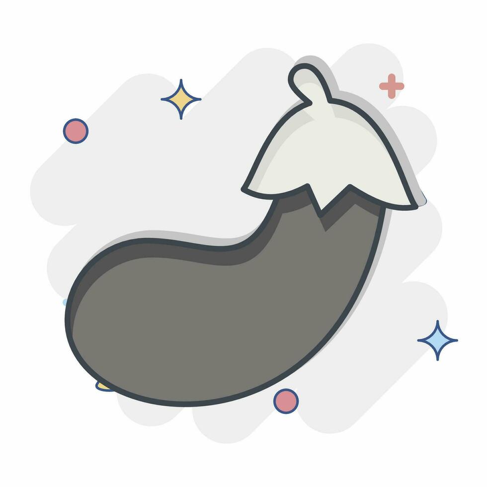 Icon Eggplant. related to Fruit and Vegetable symbol. comic style. simple design editable. simple illustration vector