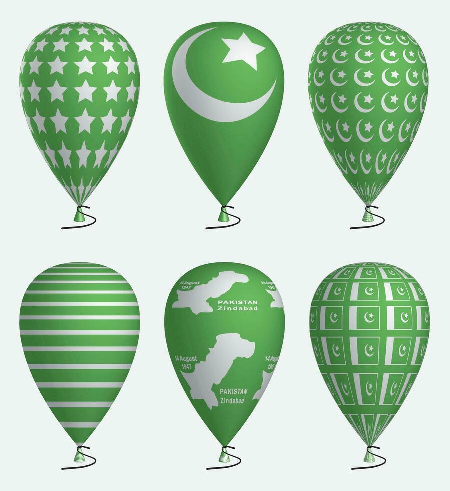 Pakistani flag, map and stars on balloon vector