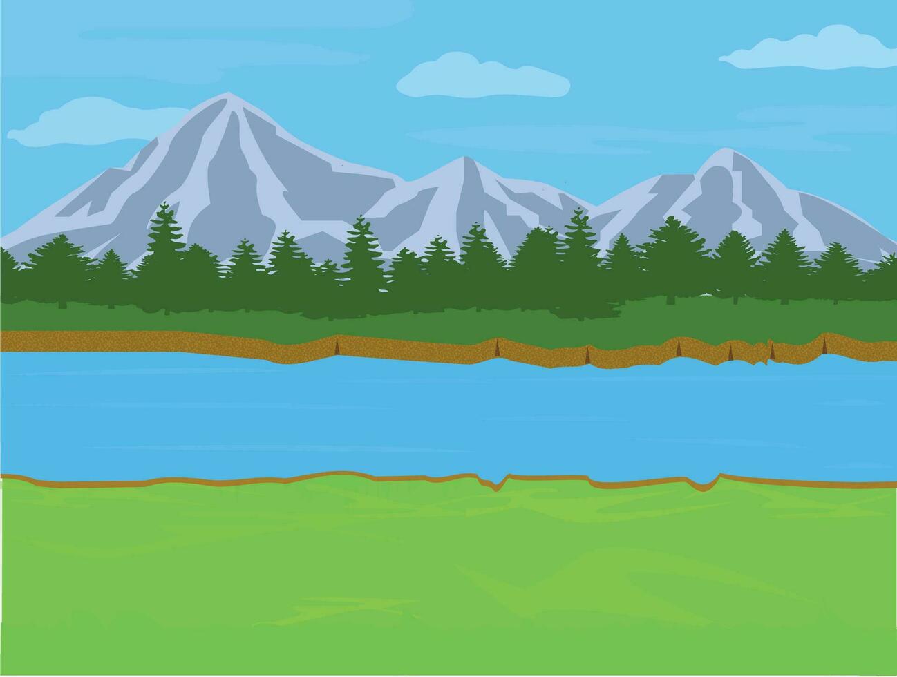 Mountain and River Landscape vector