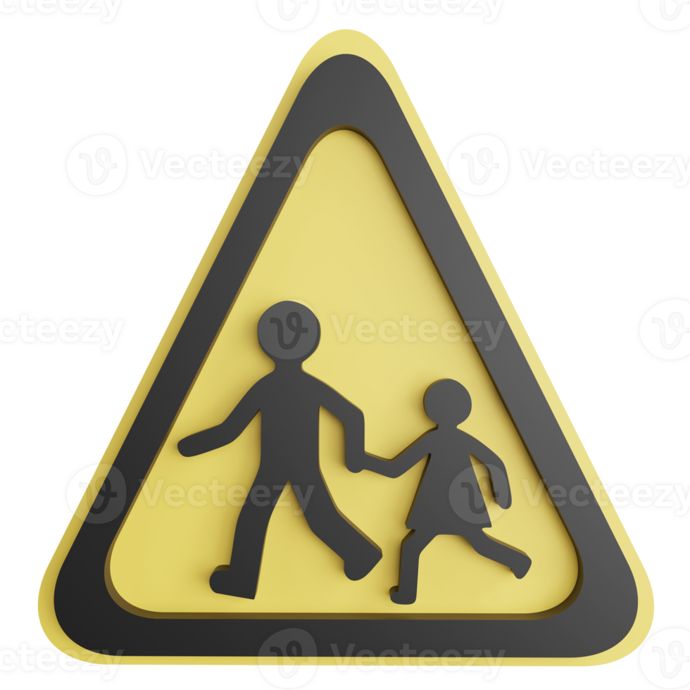 School ahead sign clipart flat design icon isolated on transparent background, 3D render road sign and traffic sign concept png