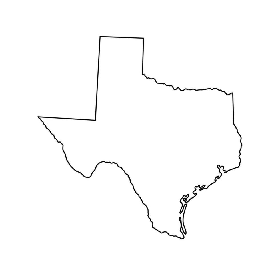 Texas - U.S. state. Contour line in black color. Vector illustration. EPS 10