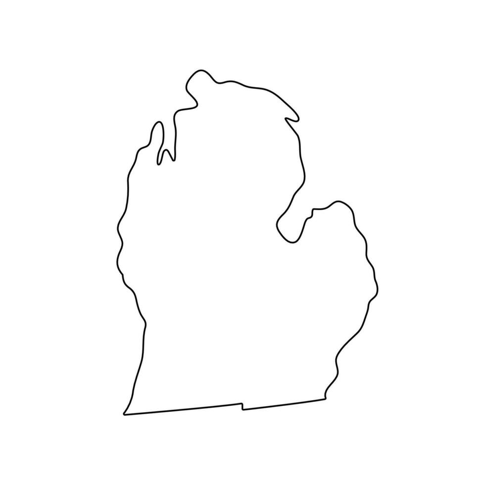 Michigan - U.S. state. Contour line in black color. Vector illustration. EPS 10