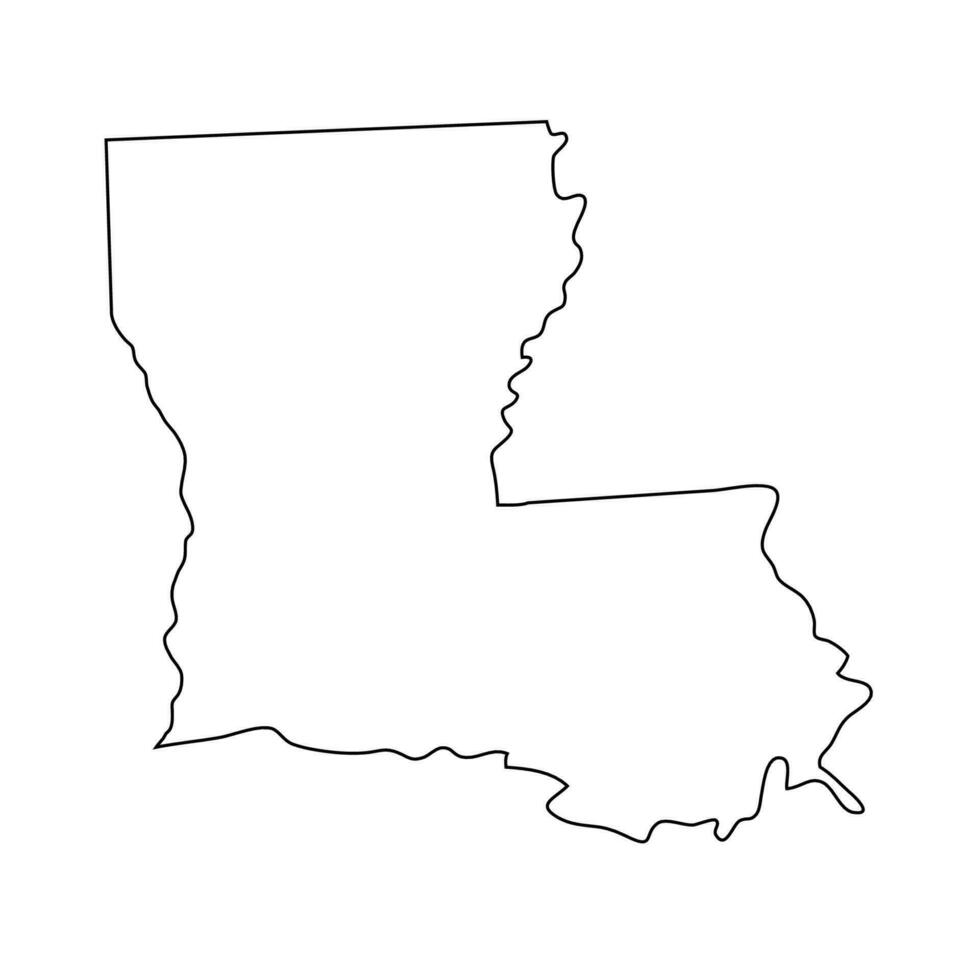 Louisiana - U.S. state. Contour line in black color. Vector illustration. EPS 10