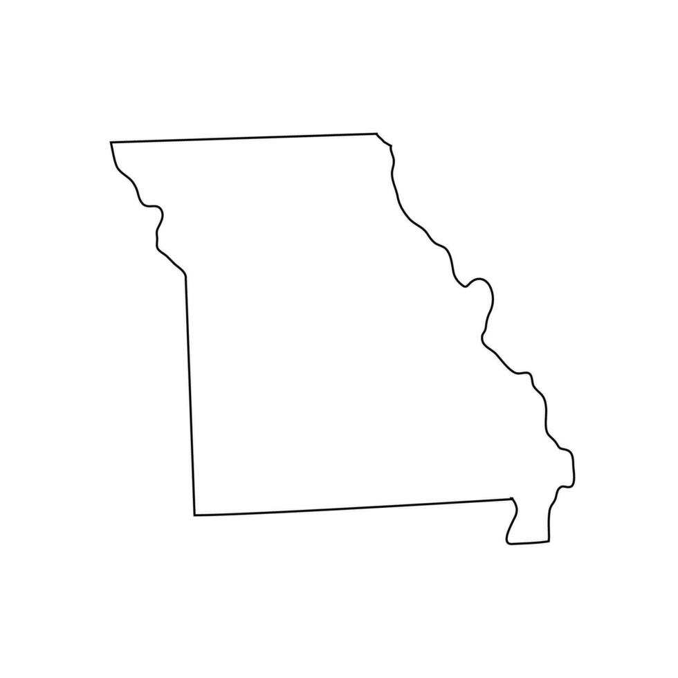 Missouri - U.S. state. Contour line in black color. Vector illustration. EPS 10