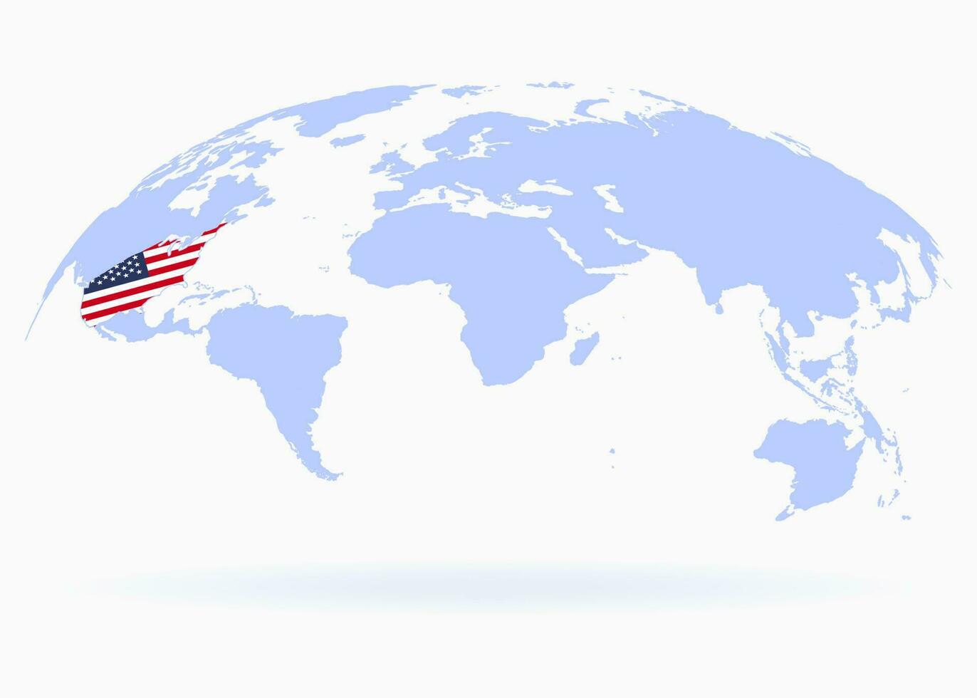 Planet Earth. Flag of USA. The Earth, World Map on white background. Vector illustration. EPS 10