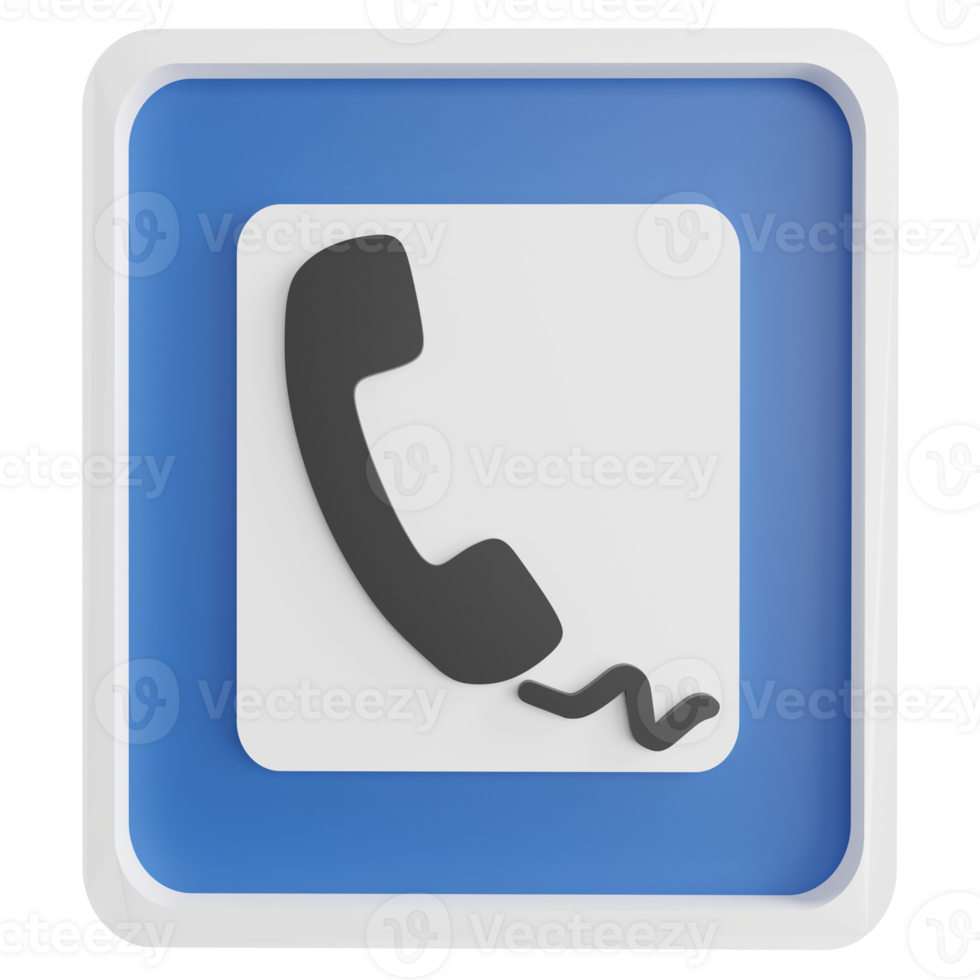 Public telephone sign clipart flat design icon isolated on transparent background, 3D render road sign and traffic sign concept png