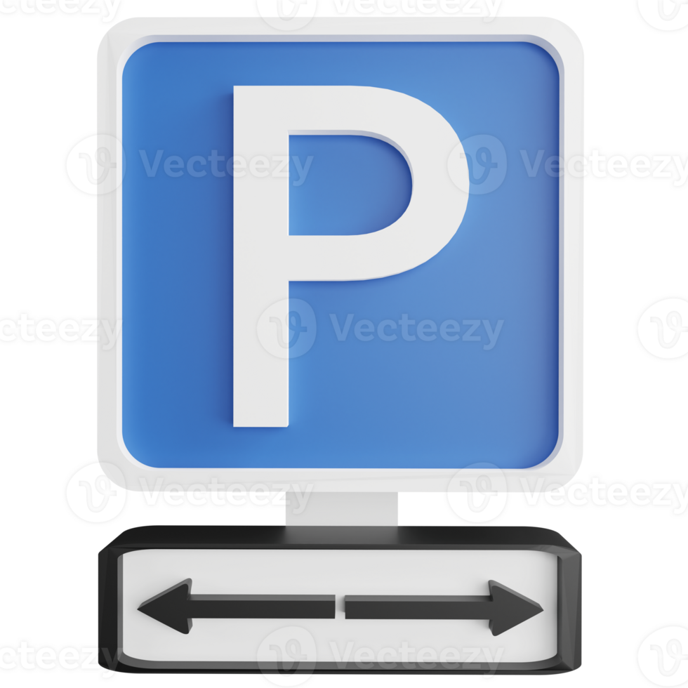 Parking both side sign clipart flat design icon isolated on transparent background, 3D render road sign and traffic sign concept png