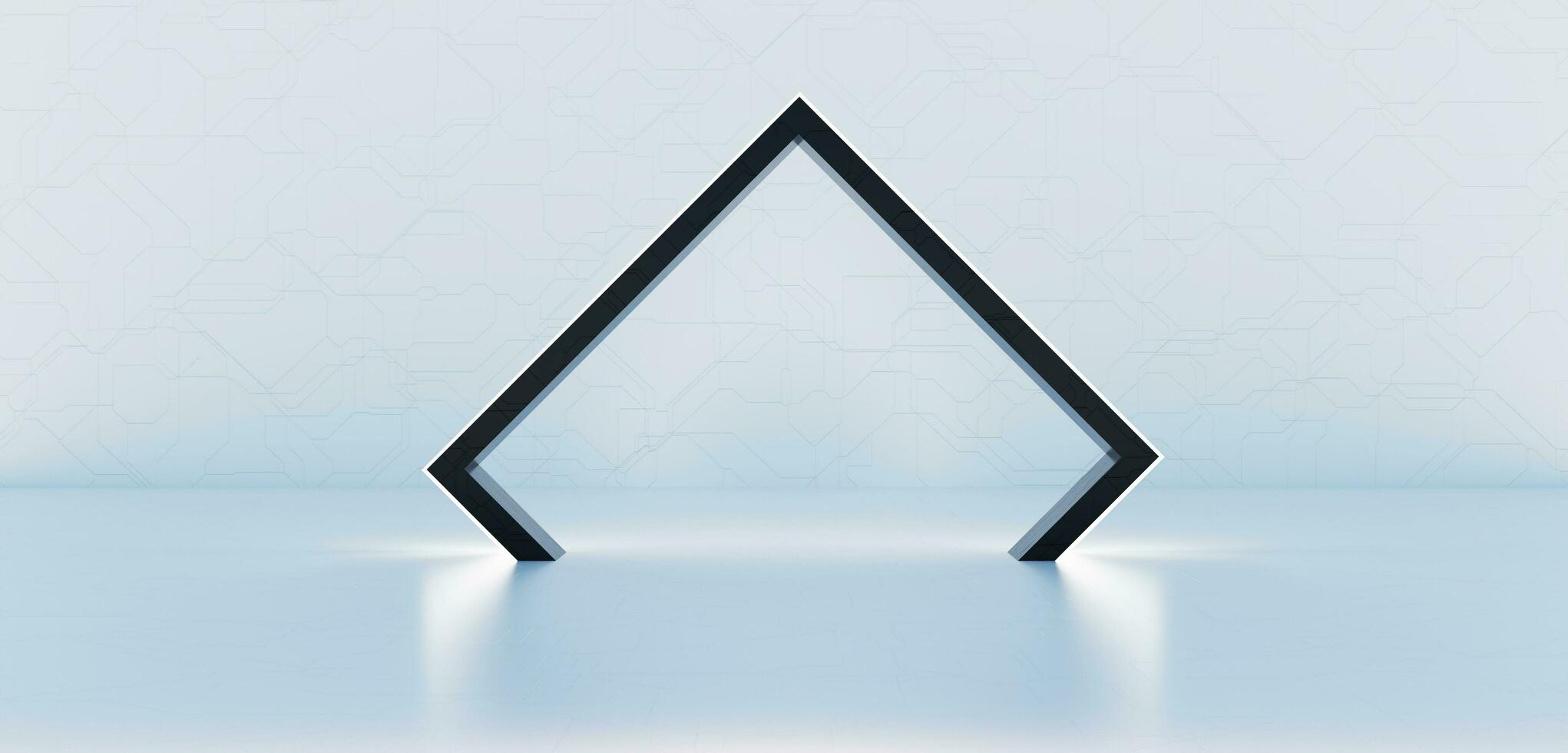 Technology background stage modern exhibition scene With neon lights and laser stage backdrop scene show display showroom 3D illustrations photo