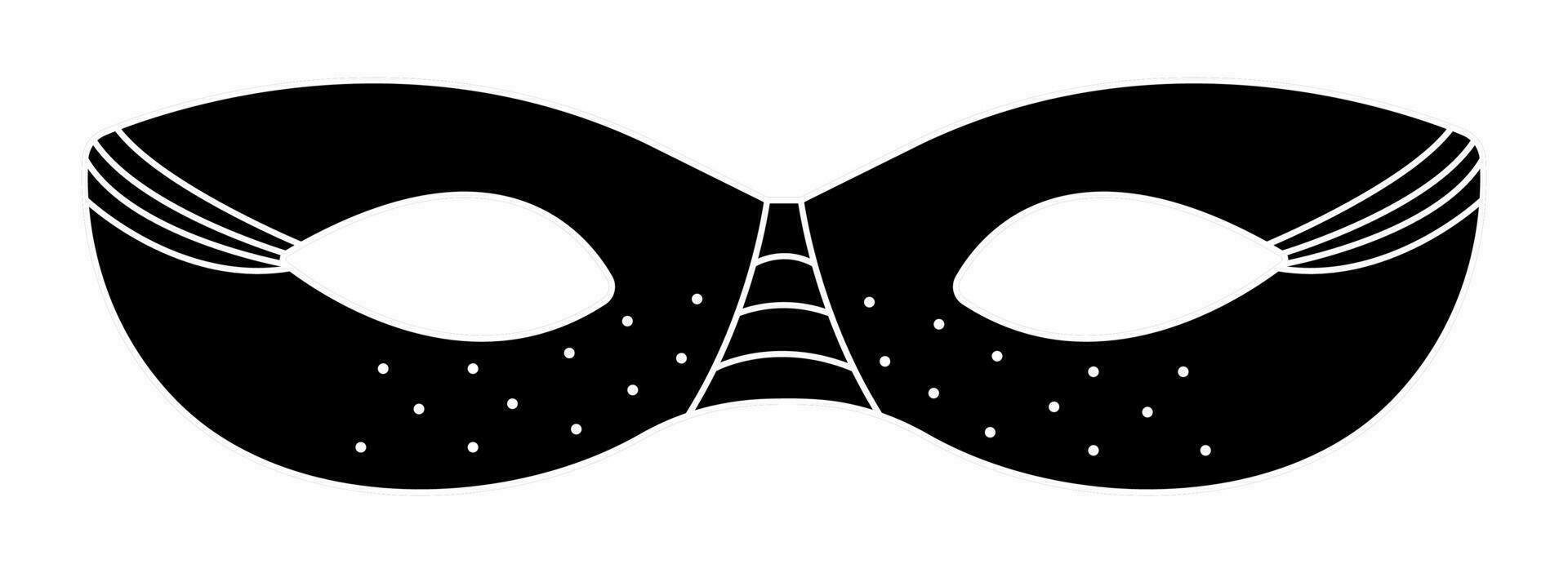 Black and white masquerade mask with dotes and lines, vector illustration for carnival and party