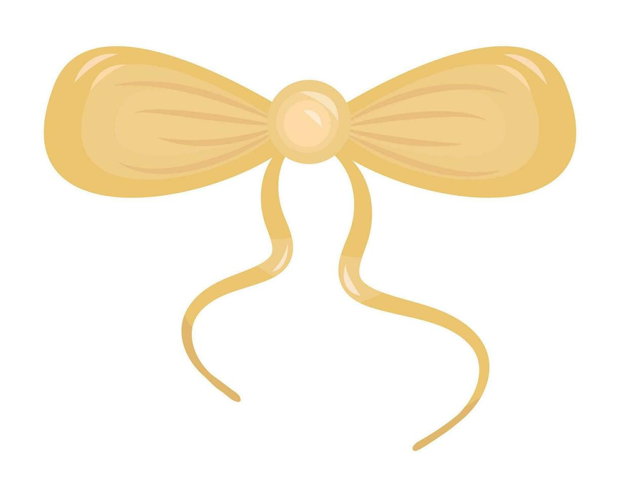 Cute simple yellow bow, vector color illustration