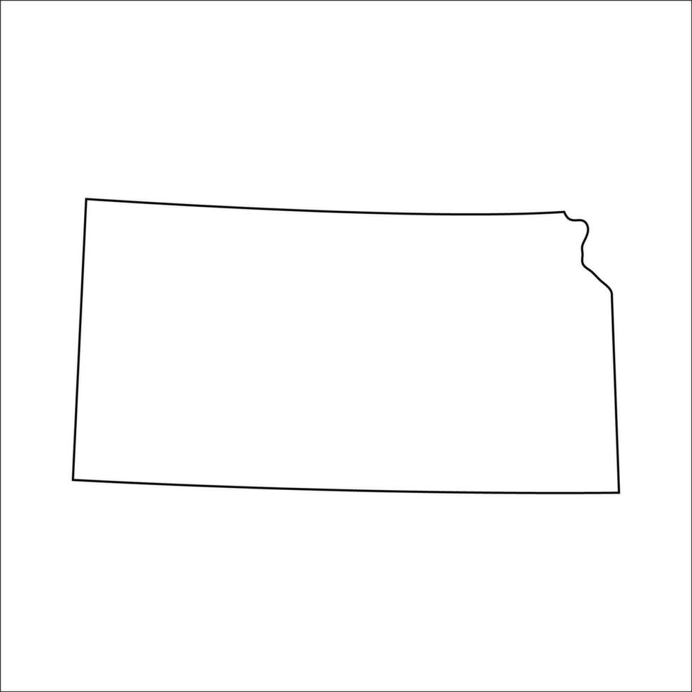Kansas - U.S. state. Contour line in black color. Vector illustration. EPS 10