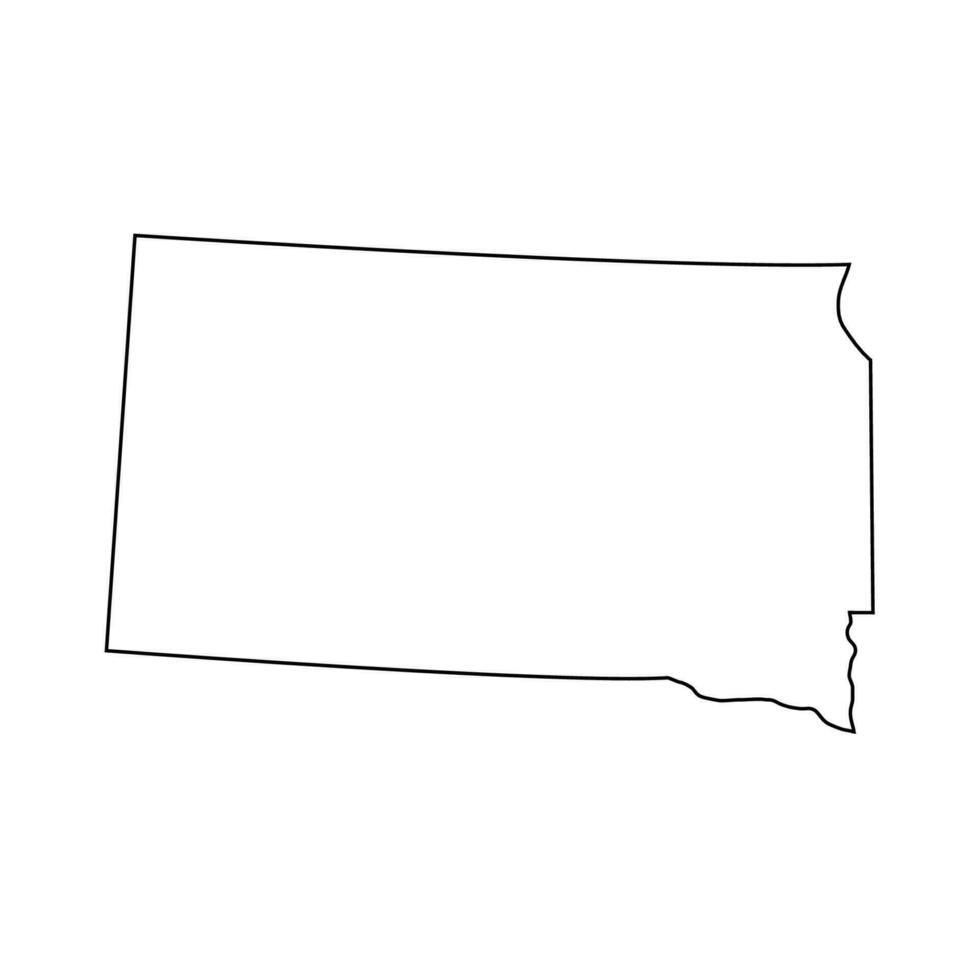 South Dakota - U.S. state. Contour line in black color. Vector illustration. EPS 10