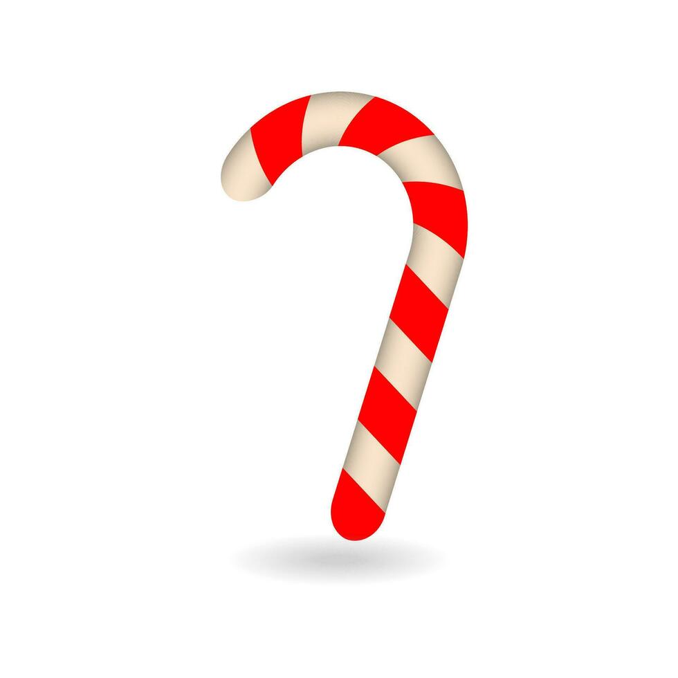 Christmas candy, stick. Candy cane with red and white stripes. White background. Vector illustration. EPS 10