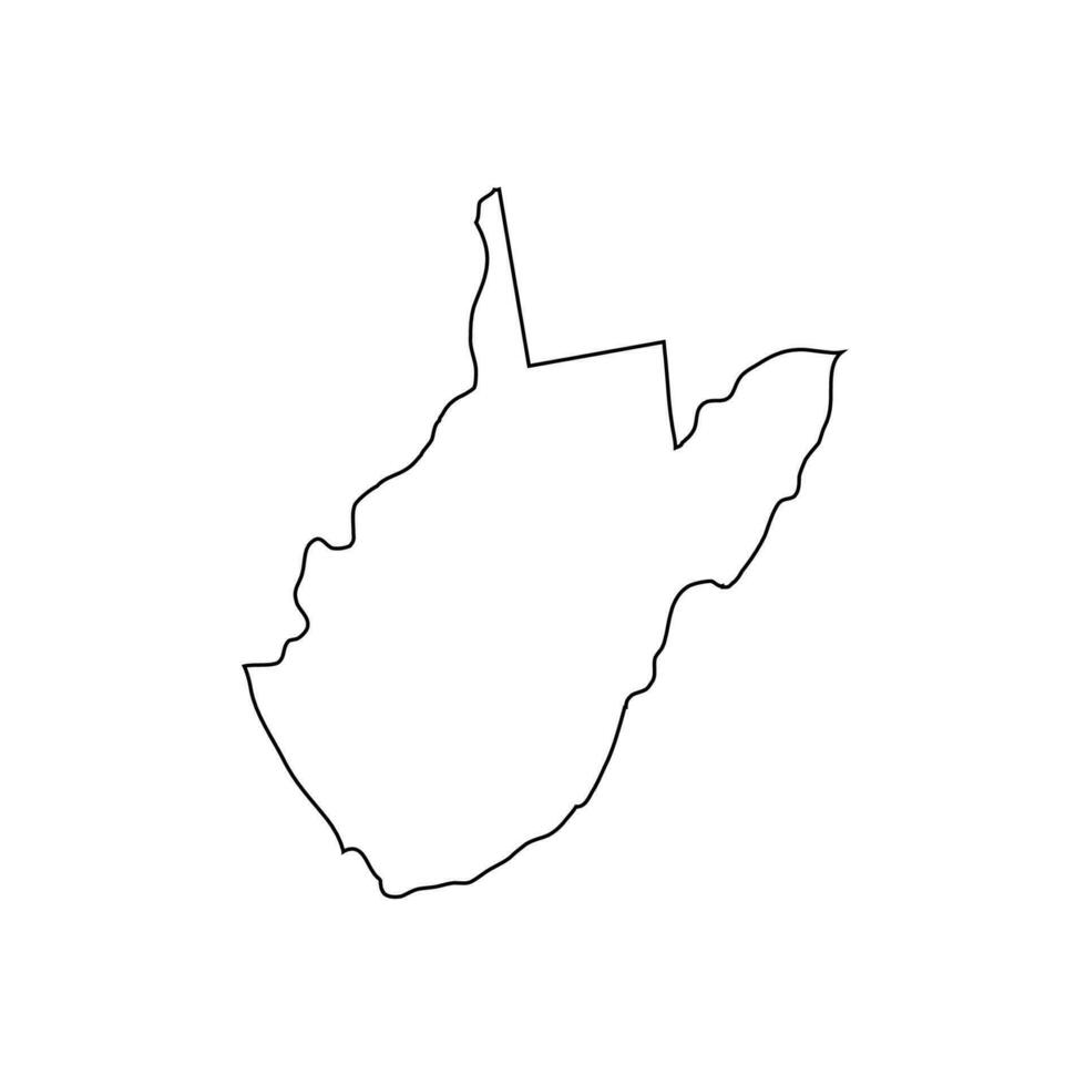 West Virginia - U.S. state. Contour line in black color. Vector