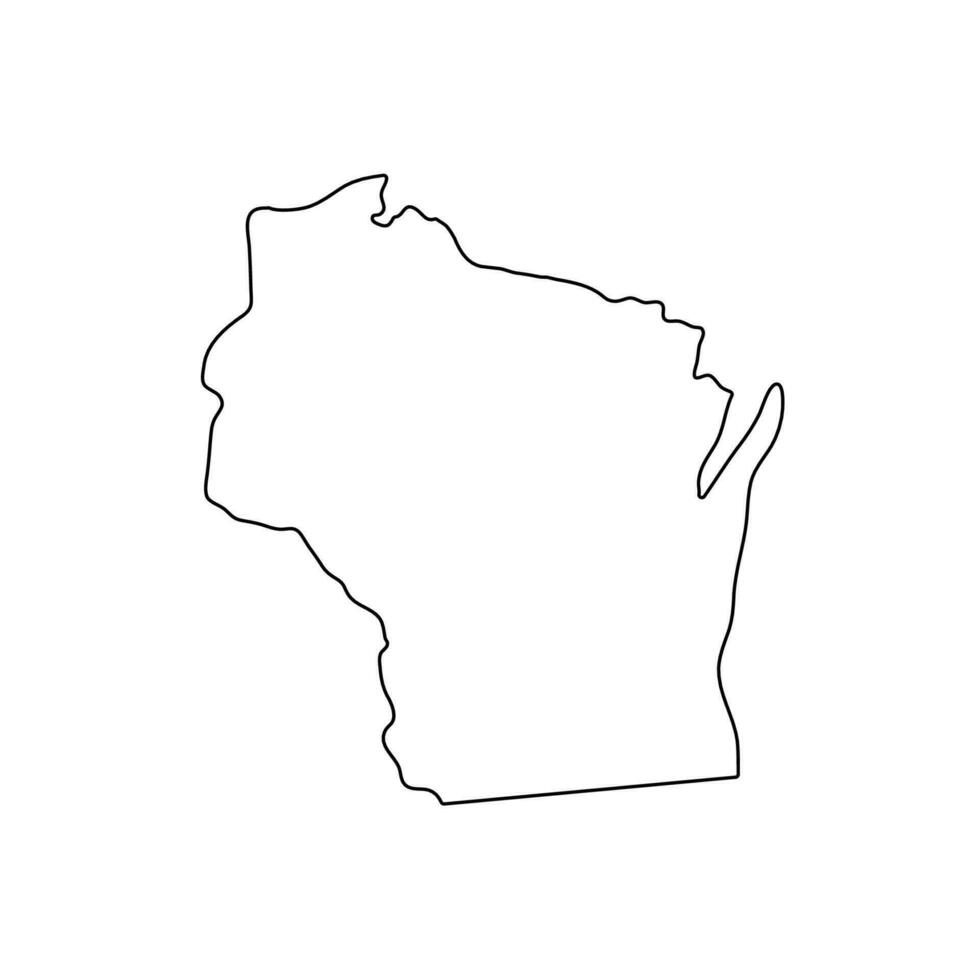 Wisconsin - U.S. state. Contour line in black color. Vector illustration. EPS 10