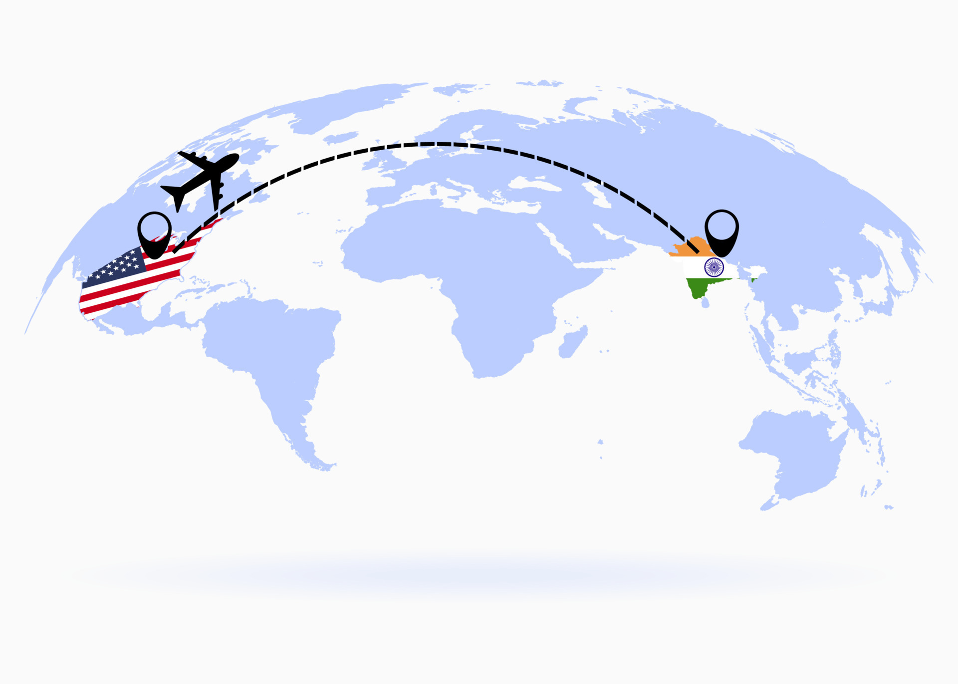 Vuelo Desde Estados Unidos A India Encima Mundo Mapa Avi n Llega A vuelo-desde-estados-unidos-a-india-encima-mundo-mapa-avi-n-llega-a