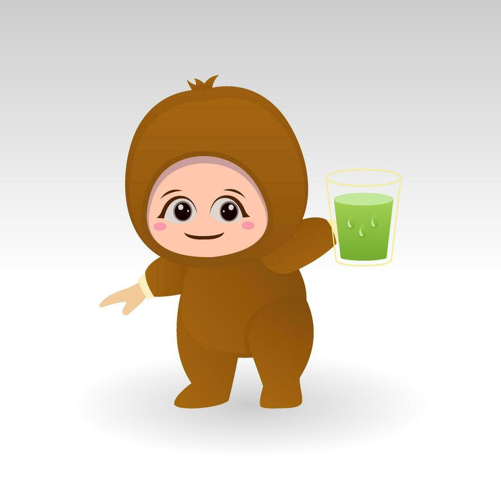 Vector Kiwi fruit kawaii cartoon character vector funny Kiwi fruit kawaii illustration