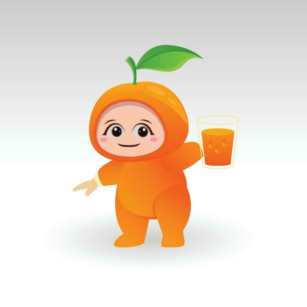 Vector orange fruit kawaii cartoon character vector funny orange fruit kawaii illustration