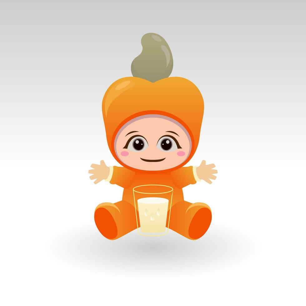 Vector Cashew fruit kawaii cartoon character vector funny Cashew fruit kawaii illustration
