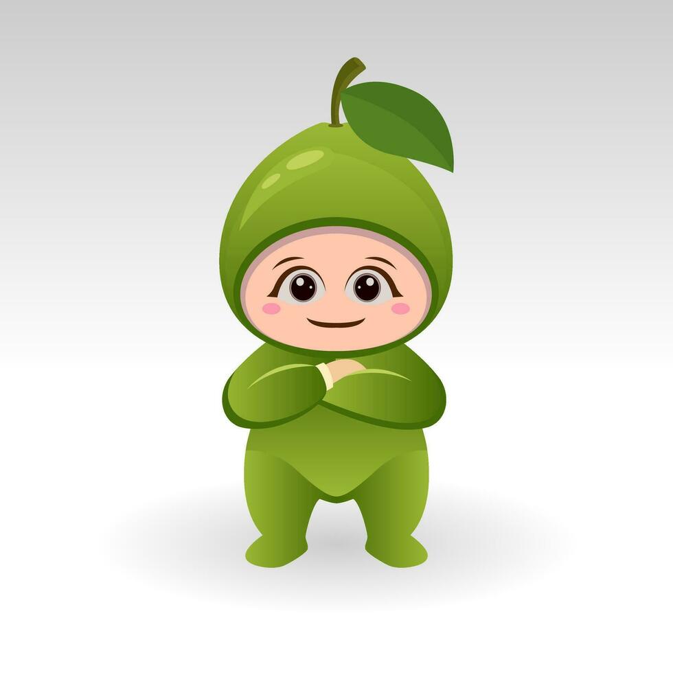 vector guayaba Fruta kawaii dibujos animados personaje vector gracioso guayaba Fruta kawaii ilustración