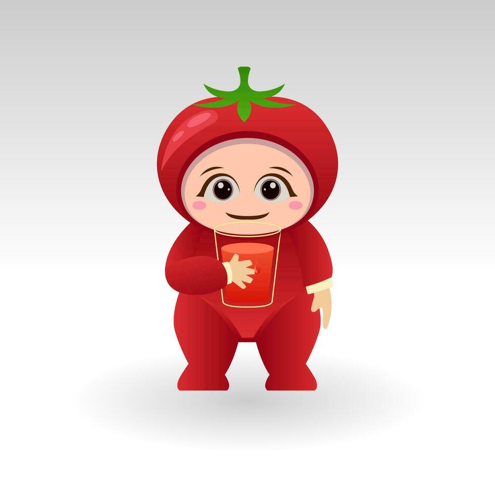 Vector Tomato fruit kawaii cartoon character vector funny Tomato fruit kawaii illustration