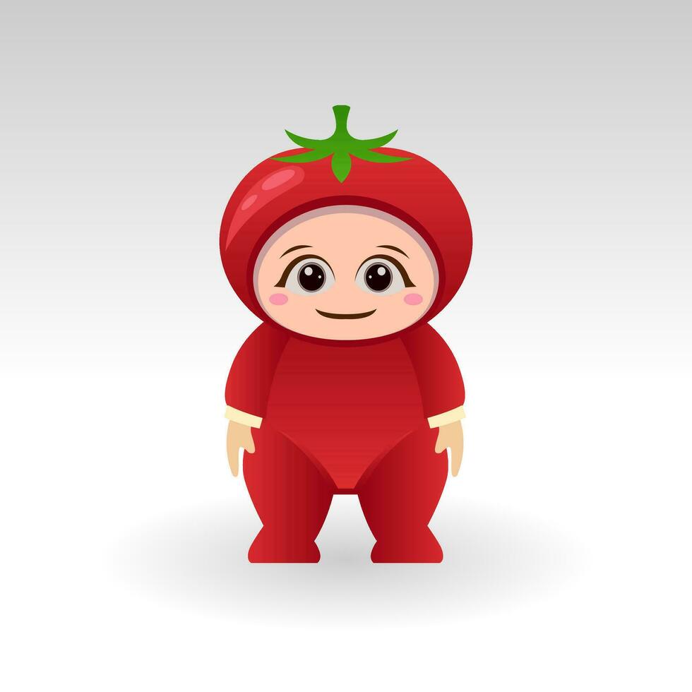 Vector Tomato fruit kawaii cartoon character vector funny Tomato fruit kawaii illustration