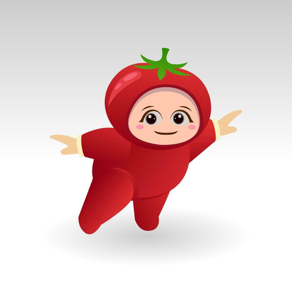 Vector Tomato fruit kawaii cartoon character vector funny Tomato fruit kawaii illustration