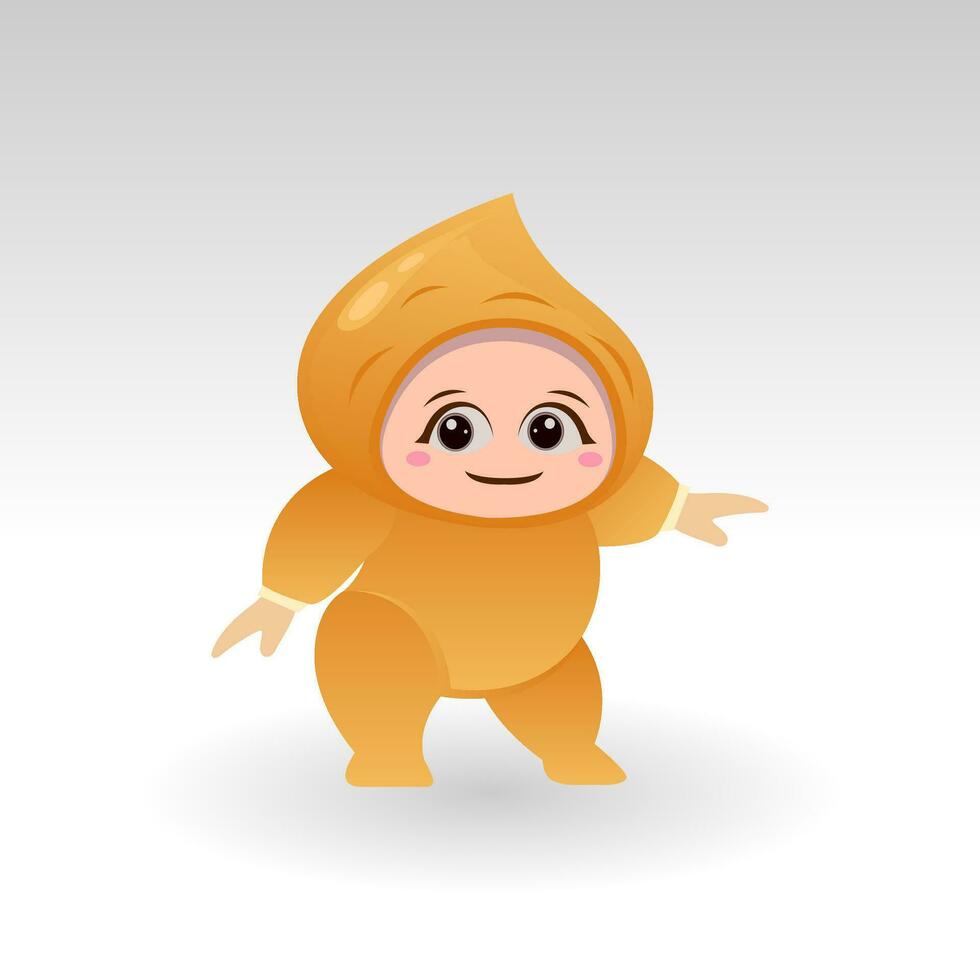 Vector Jicama fruit kawaii cartoon character vector funny Jicama fruit kawaii illustration