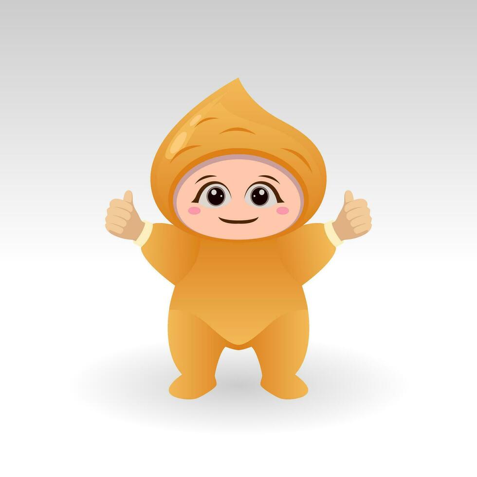 Vector Jicama fruit kawaii cartoon character vector funny Jicama fruit kawaii illustration