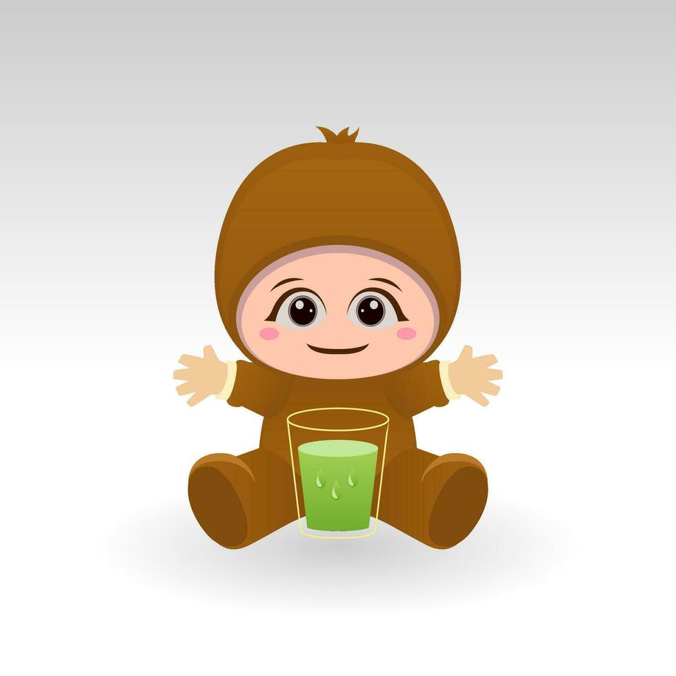 Vector Kiwi fruit kawaii cartoon character vector funny Kiwi fruit kawaii illustration